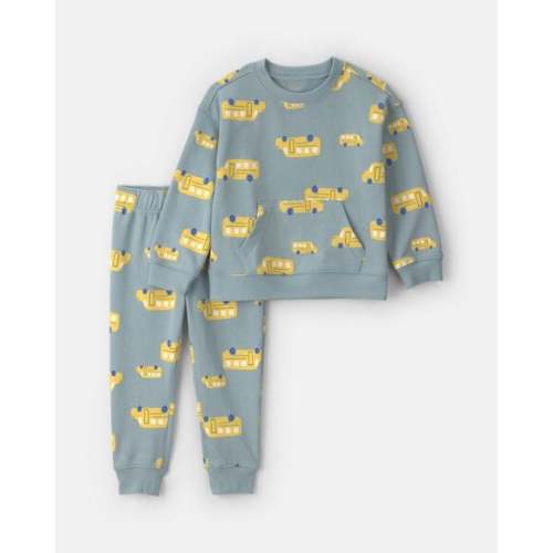 Toddler Boy 2-Piece School Bus French Terry Hoodie & Pant Set - Blue/Yellow | Carter's