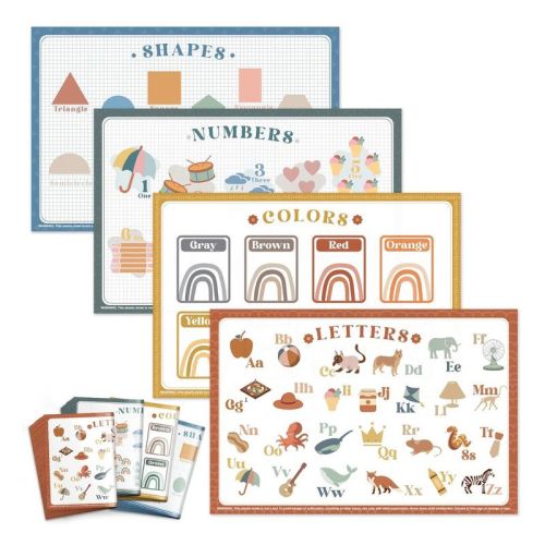 Aoibox Disposable Placemats for Toddlers, 40 Pack Sticky Baby Placemat for Restaurants, Dining Table, Party, Travel with Fun Educational Designs