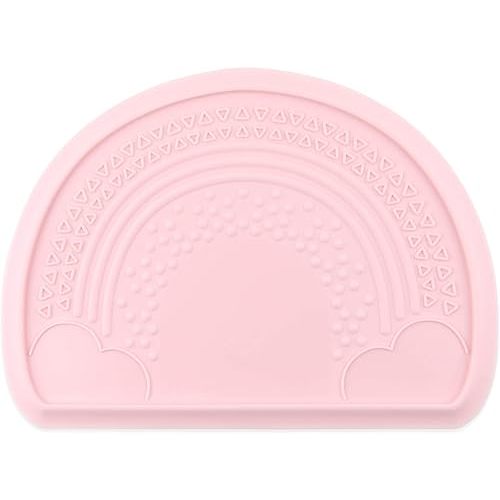 Bumkins Baby Silicone Sensory Placemat, for Babies and Toddlers, Suction Mat for Restaurants, Stick On High Chairs and Tables, Eating Finger Foods, Baby Led Weaning Essentials, Ages 6 Months Up, Pink