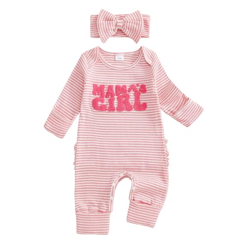 FYBITBO Baby Girl Newborn Clothes Mamas Girl Outfit Long Sleeve Romper Onesie Fall Winter Jumpsuit Infant Coming Home Outfit