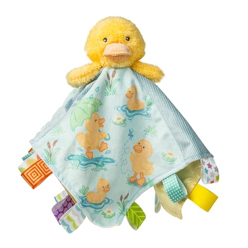 Taggies Lovey Baby & Toddler Stuffed Animal Security Blanket Plush Soft Snuggle Toy with Sensory Tags, 13 x 13-Inches, Yellow Dunkin Duck