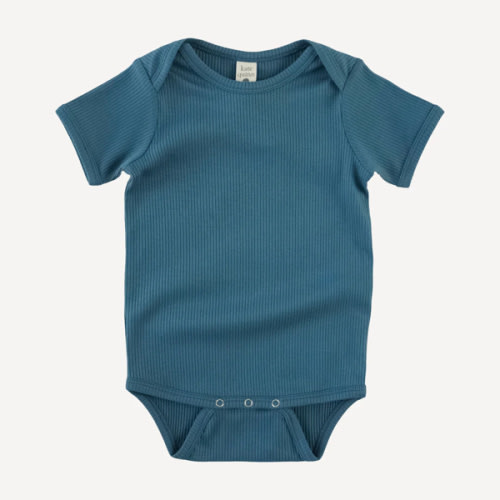 short sleeve lap neck bodysuit | stone blue | organic cotton single rib