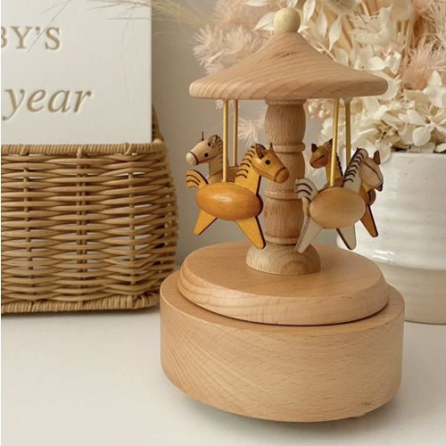 Heirloom Wooden Musical Carousel - Horses