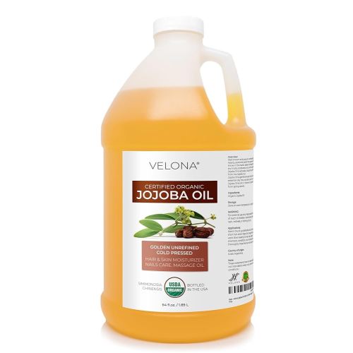 velona Jojoba Oil USDA Certified Organic - 64 Fl Oz | 100% Pure and Natural Carrier Oil| Golden, Unrefined, Cold Pressed, Hexane Free