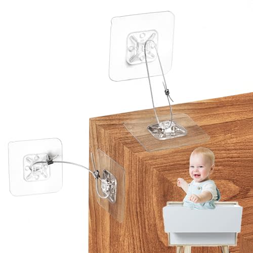 No Drill Metal Furniture Wall Anchors (10 Packs) for Baby Proofing | 14" Adhesive Anti-Tip Safety Straps for Child, Keep Toddlers & Pets Safe from Falling Furniture Like Dresser & Bookshelf