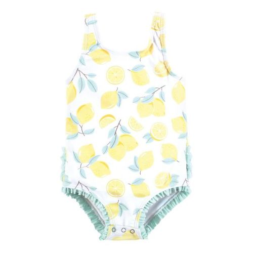 Hudson Baby Girls Baby Swimsuit, Mint Lemons, 6-9 Months