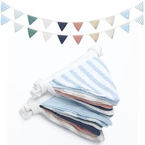 Oudain 2 Pcs Pennant Banner Flags Nursery Garland Triangle Bunting Flags Playroom Wall Decor Banner for Nursery Baby Shower Birthday Boho Wedding Party Event, Each 7.75 ft(Elegant Color)