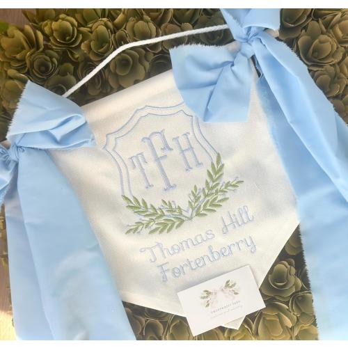 Custom Baby Banner with Double Crest and Satin or Fabric Bows Baby Banner, Welcome Banner, Hospital Door Sign, Baby Shower