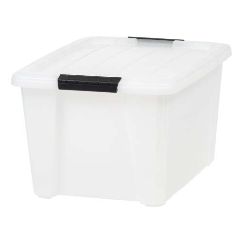 IRIS 32 Qt. Plastic Storage Bin with Lid, Stackable Storage Containers, Tote