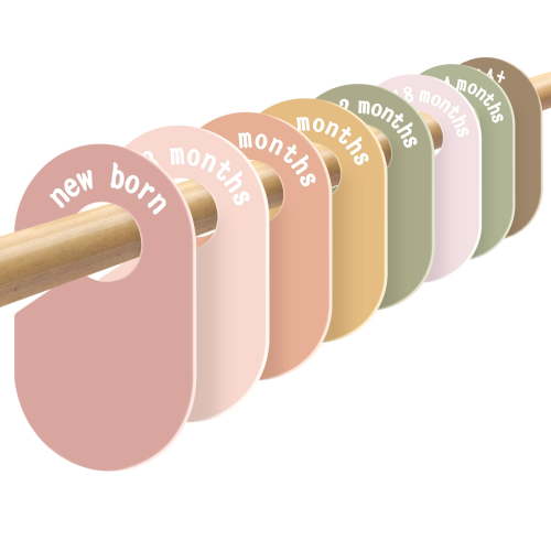 Sinekong Baby Closet Dividers, Double Sided Nursery Clothes Size Separators for Newborn to 2T, Morandi, 8 Pcs