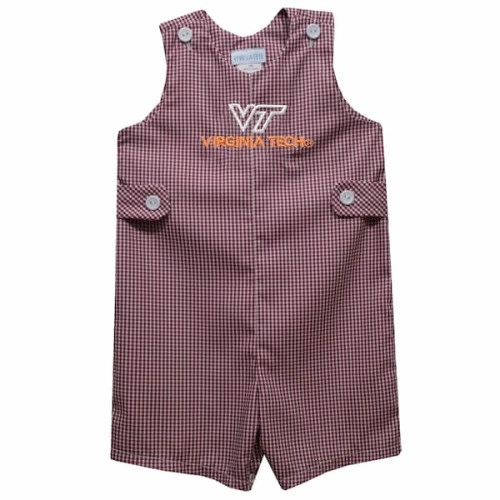 Virginia Tech Hokies Vive La Fete Infant Gingham Jon Jon Romper - Maroon