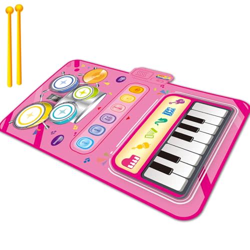 Toys for 1 Year Old Girl Gifts,2 in 1 Piano Mat Montessori Toys for 1 2 Year Old Girl,Educational Musical Toy First Birthday Gifts for 1 2 3 Year Olds Girls,Christmas Stocking Stuffers for Toddler