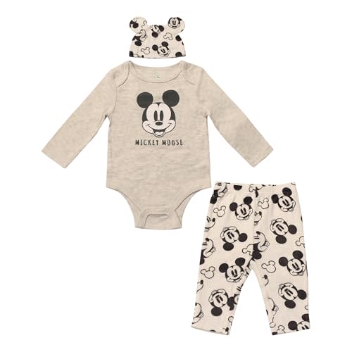 Magic Threadz Disney Clothes Baby Boys Bodysuit, Pants & Hat 3-Piece Outfit – Mickey, Pooh, Stitch, Cars, & Spiderman (0–9M)