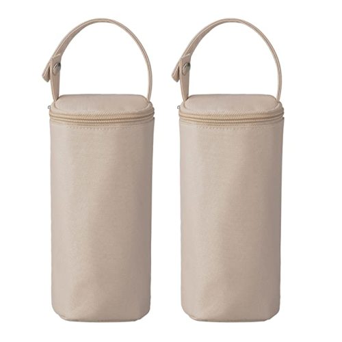 Bellotte Insulated Baby Bottle Bags (2 Pack) - Travel Carrier, Holder, Tote, Portable Breastmilk Storage - beige