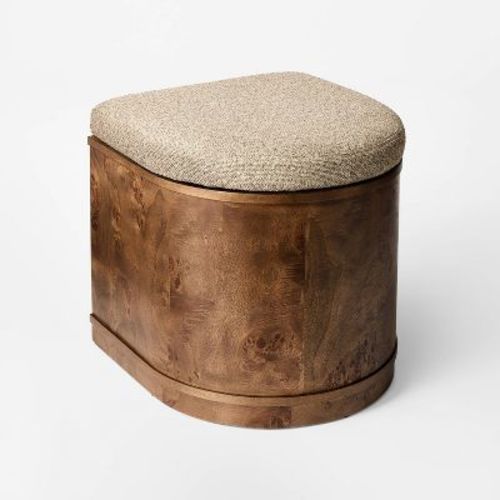 Burled Wood Upholstered Storage Ottoman Dark Brown - Thresholdâ„¢ designed with Studio McGee