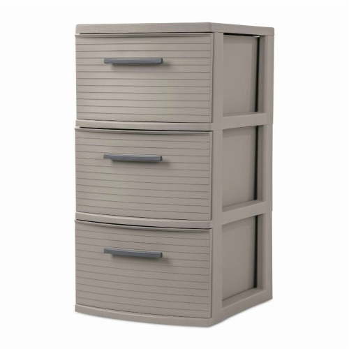 3 Drawer Medium Tower Dark Gray : Plastic Storage Drawers, Portable Universal Storage, No Assembly Required