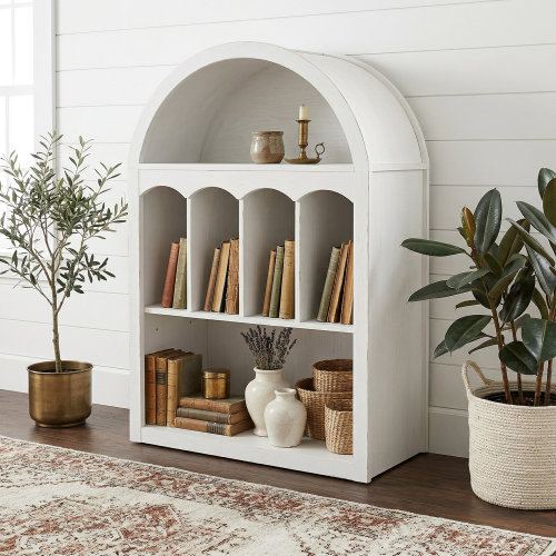 Wrought Studio™ 40" Small Arch Bookcase with Display Shelves for Living Room, Bedroom Or Entryway & Reviews | Wayfair