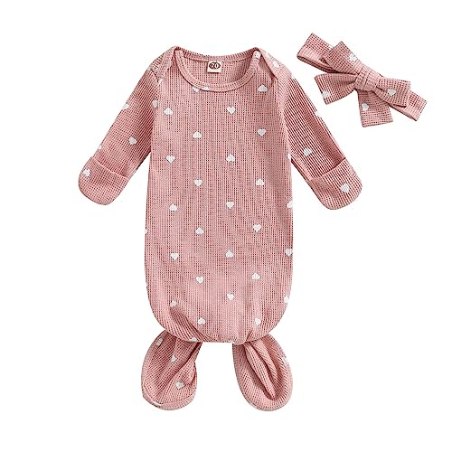 Twopumpkin Baby Girl Boy Coming Home Knotted Gown Unisex Newborn Infant Sleep Onesie Outfit Cute Baby Winter Pajamas