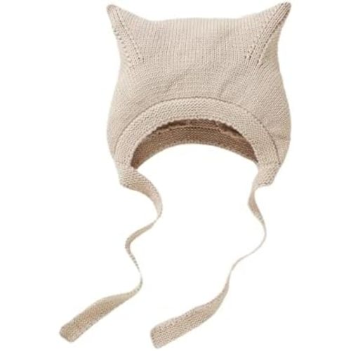 Baby Beanie with Earflaps Cotton Knitted Crochet Hats with Cat Ear Soft Warm Cap for Infant Toddler Boys Girls