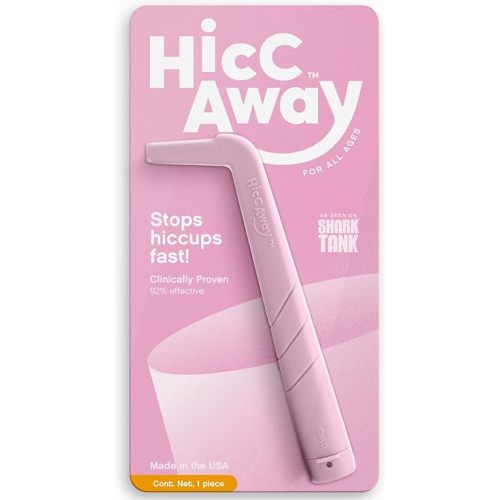 HiccAway Hiccup Straw - Stops Hiccups Naturally & Fast - As Seen On Shark Tank - Clinically Proven Relief for All Ages, Children & Adults - Safe, Lightweight, & Reusable (HiccAway Pink) 1 Pack