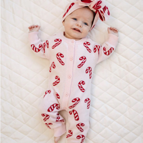 Knit Classic Jumpsuit - Pink Candy Cane