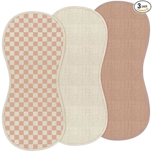 Hahafelt 3 Pcs Baby Changing Pad Liners,Checker Style,Brown | Compatible with Peanut Changer, Organic Cotton Cover, Waterproof Backing, Washable Reusable, Warm Soft for Baby