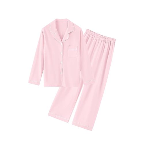 Women's 100% Cotton Pajamas Set Long Sleeve Button Down Sleepwear Nightwear Soft Pjs Sets, 5 Years - L