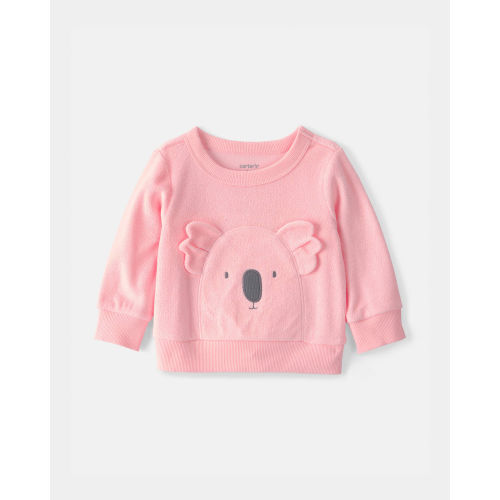 Baby Girl Koala Terry Pullover Sweatshirt - Pink | Carter's