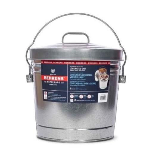 6 gal Silver Round Galvanized Steel Trash Can w/ Locking Lid