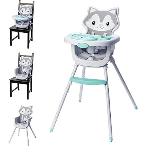 Infantino Grow-with-Me 4-in-1 Convertible High Chair, Husky-Theme, Space-Saving Design, Booster and Toddler Chair, for Infants & Toddlers 3M-36M