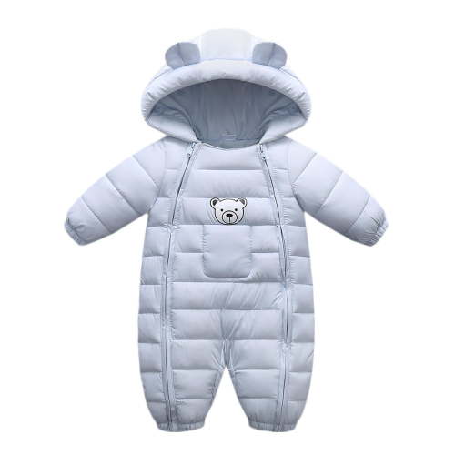 bbymog Baby Girl Winter Clothes Long Sleeve Baby Bodysuit Hooded Fleece Warm Baby Romper Footed Baby Boy Rompers Blue 0 Months