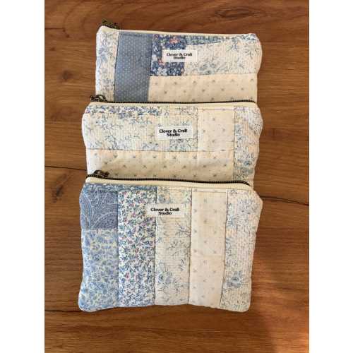 Upcycled Quilt Zipper Pouch | Patchwork Cosmetic Bag, Cottagecore Style