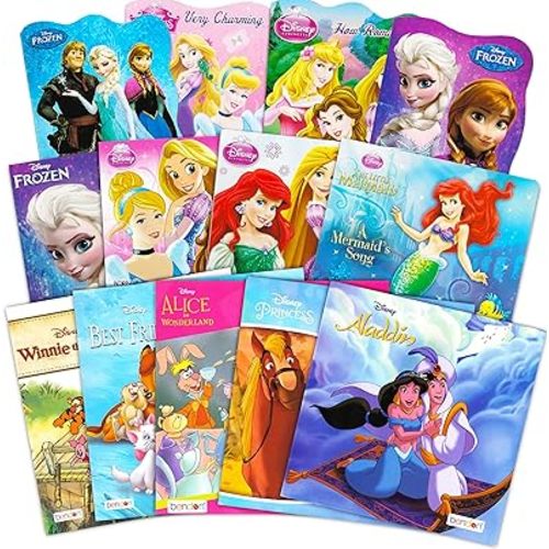 Disney Frozen Pixar Princess Board Book Ultimate Set ~ Bundle Includes 12 Books for Toddlers Featuring Elsa, Ariel, Aladdin, Belle, and Other Disney Favorites
