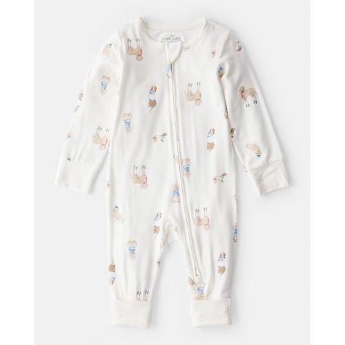 Baby Dog Print PurelySoft Snug Fit Sleep & Play Pajamas - White