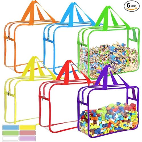 6 Color Large Toy Storage Bags with Labels