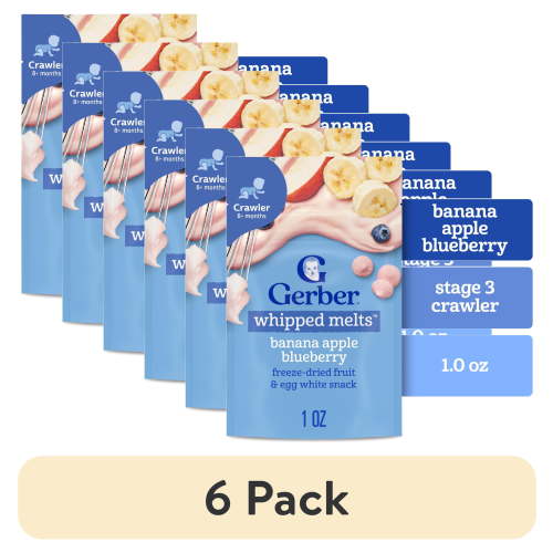 (6 pack) Gerber Stage 3 Baby Food, Banana Blueberry Whipped Melts, 0.85 oz Bag