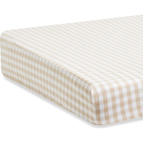Crib Sheet, Camel Gingham - Petite Plume Sheets | Maisonette