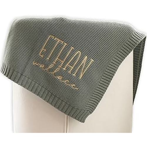 100% Cotton Organic Baby Blanket Set | Personalized Baby Blanket, Outfit Set | Embroidered Custom GOTS Certified Baby Gifts