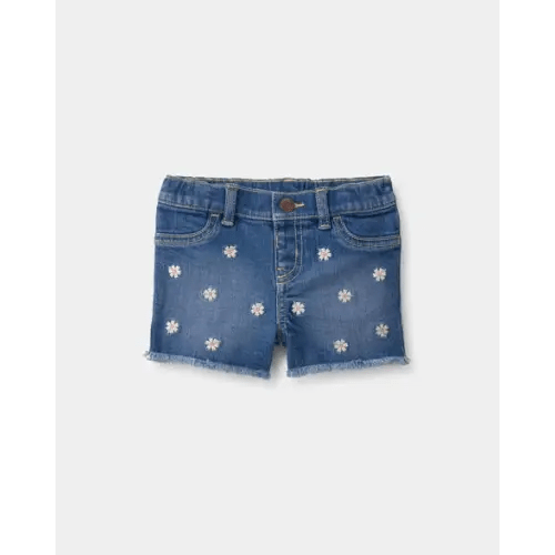 Baby Girl Daisy Denim Embroidered Shorts - Dark Wash - OshKosh B'gosh | Carter's