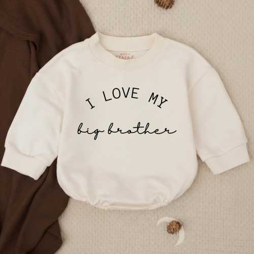 Personalized I Love My Big Brother Bubble Romper, Baby Announcement Outfit, Infant Bodysuit, Toddler Sibling Clothes, Baby Shower Gift