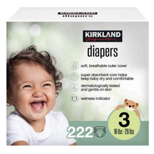 Kirkland Signature Diaper Size 3, 222-count | Costco