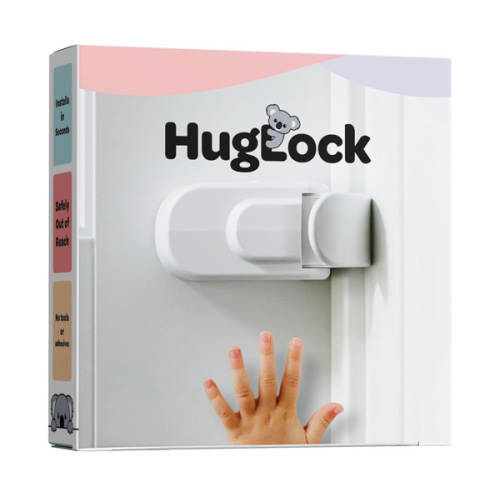 Huglock - The Snap-On Door Lock Kids Can't Reach or Defeat - No Tools or Adhesives Required - Works With Door Knob, Lever or Handle - Childproof Safety Locks are Toddler, Baby and Child Proof (1 Pack)