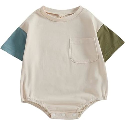 Twopumpkin Baby Bubble Romper Boy Girl Oversized Farm Onesie Retro Rompers Short Sleeve Shirts Summer Clothes Cute Outfits