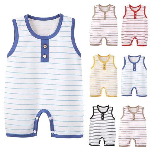 BXSRUTA Baby Boys Girls Sleeveless Jumpsuit Cotton Breathable Comfortable Onesies Romper Crew Neck Summer Casual Multiple Sizes 0-18 Months