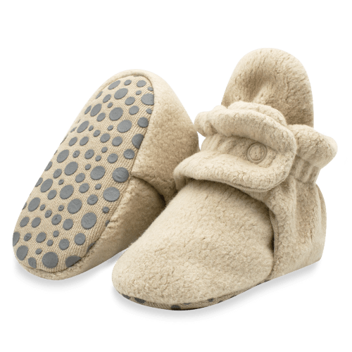 Zutano Cozie Fleece Stay-On Baby Bootie Slipper - Khaki
