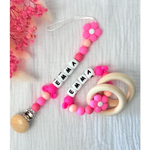 Custom Personalized Pacifier Clip and Rattle,Pacifier Holder with name,Gift Newborn Baby Girl ,Custom Baby shower Gift