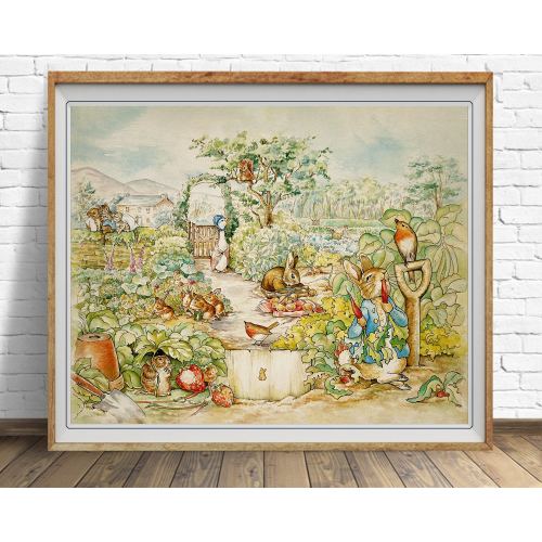 Beatrix Potter Print, Peter Rabbit, Beatrix Potter Art, Childrens Books Art, Nursery Art, Kids Room Decor #vi1599