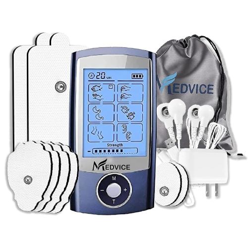 MEDVICE Rechargeable Tens Unit Muscle Stimulator, 2nd Gen 16 Modes & 8 Upgraded Pads for Natural Pain Relief & Management, FDA Cleared Electric Pulse Impulse Mini Massager Machine