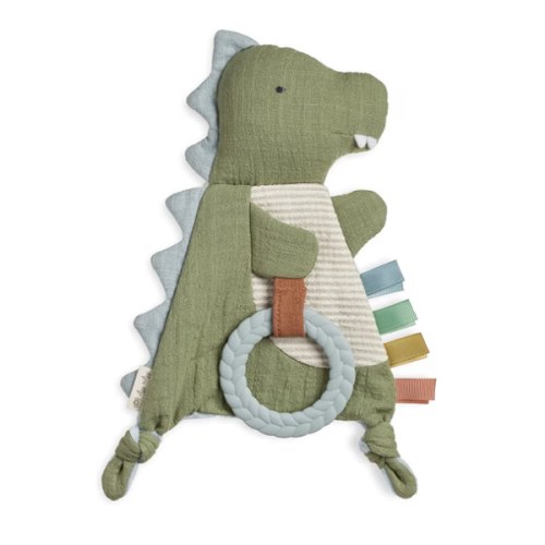 Amazon.com: Itzy Ritzy Bitzy Crinkle Sensory Toy with Teething Toy, 0+ Months, Dinosaur | Teething Relief Sensory Toy with Crinkle Sounds, Braided Teether Ring, and Textured Ribbons to Support Sounds & Visual Play