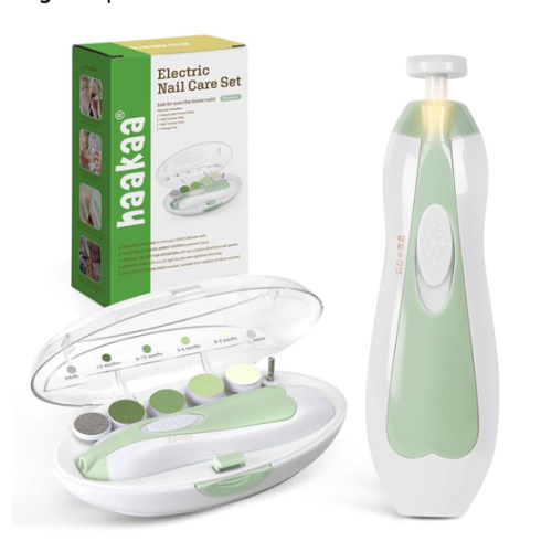 haakaa Baby Nail File Electric Baby Nail Care Set with LED Light, Baby Nail Clippers for Newborn/Infants/Adults Toes and Fingernails, 6 Replacement Heads & Storage Case, Green : Amazon.com.au: Baby